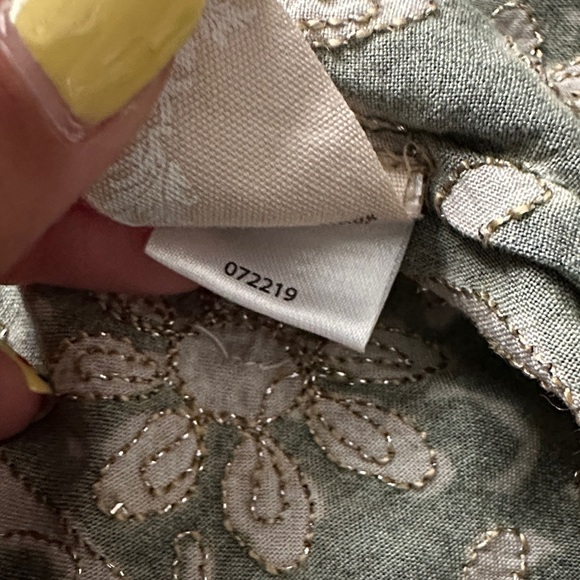 Soft Surroundings Soft Tariji Topper Green Gold Open Front Kimono Women’s M - Picture 12 of 13